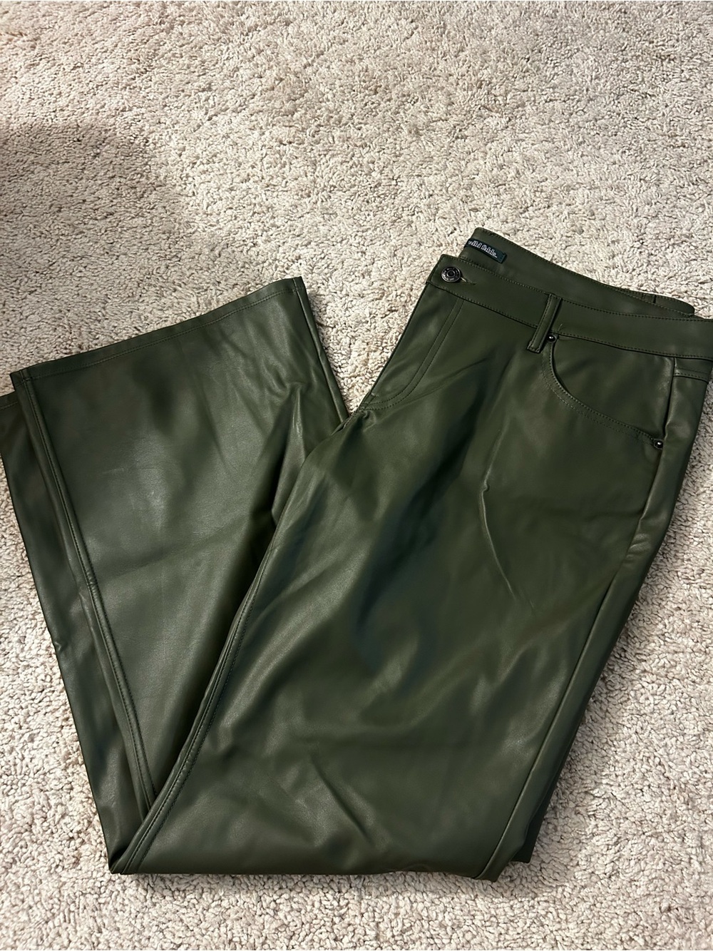 wild fable Olive Green Faux Leather Boot Cut Pants